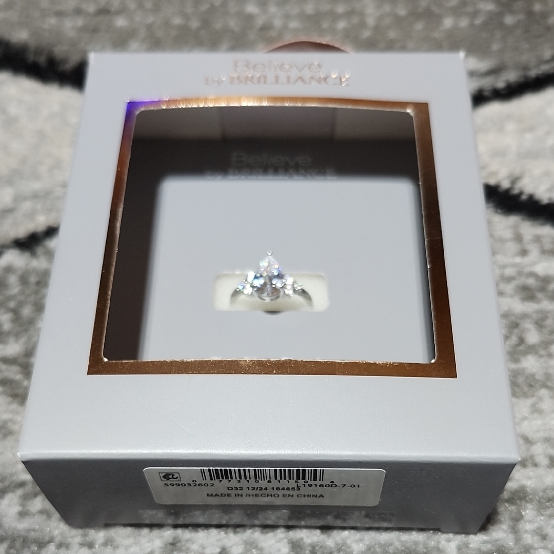 Believe By Brilliance Cubic Zirconia Teardrop Fine Silver Plated Ring Size 7